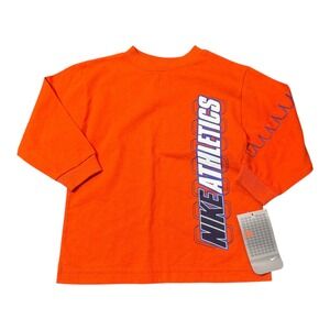 Y2K Nike Athletics Orange Long Sleeve Shirt Toddler Small 4/5‎ Graphic NWT